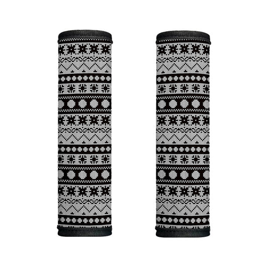 White And Black Knitted Pattern Print Handle Covers