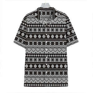 White And Black Knitted Pattern Print Hawaiian Shirt