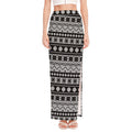White And Black Knitted Pattern Print High Slit Maxi Skirt