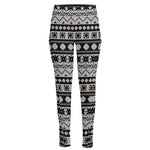 White And Black Knitted Pattern Print High-Waisted Pocket Leggings