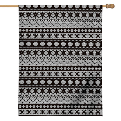 White And Black Knitted Pattern Print House Flag