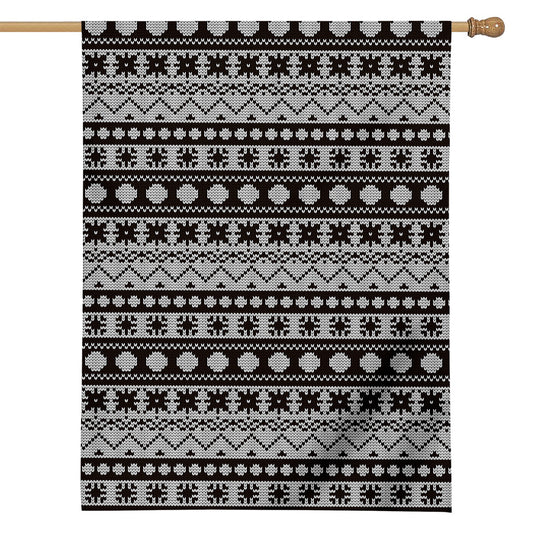 White And Black Knitted Pattern Print House Flag