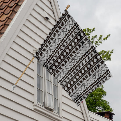 White And Black Knitted Pattern Print House Flag