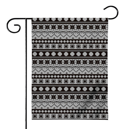 White And Black Knitted Pattern Print House Flag