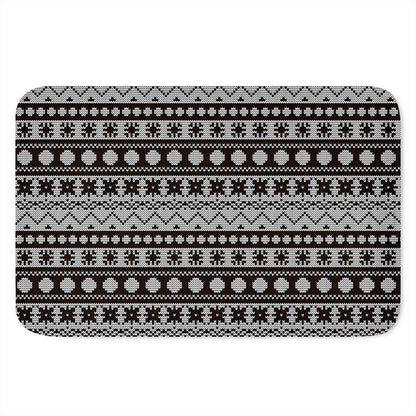 White And Black Knitted Pattern Print Indoor Door Mat