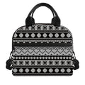 White And Black Knitted Pattern Print Insulated Lunch Bag