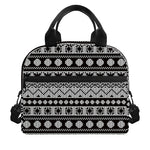 White And Black Knitted Pattern Print Insulated Lunch Bag