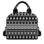 White And Black Knitted Pattern Print Insulated Lunch Bag