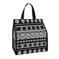 White And Black Knitted Pattern Print Insulated Lunch Tote