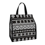 White And Black Knitted Pattern Print Insulated Lunch Tote