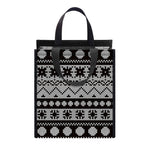 White And Black Knitted Pattern Print Insulated Lunch Tote