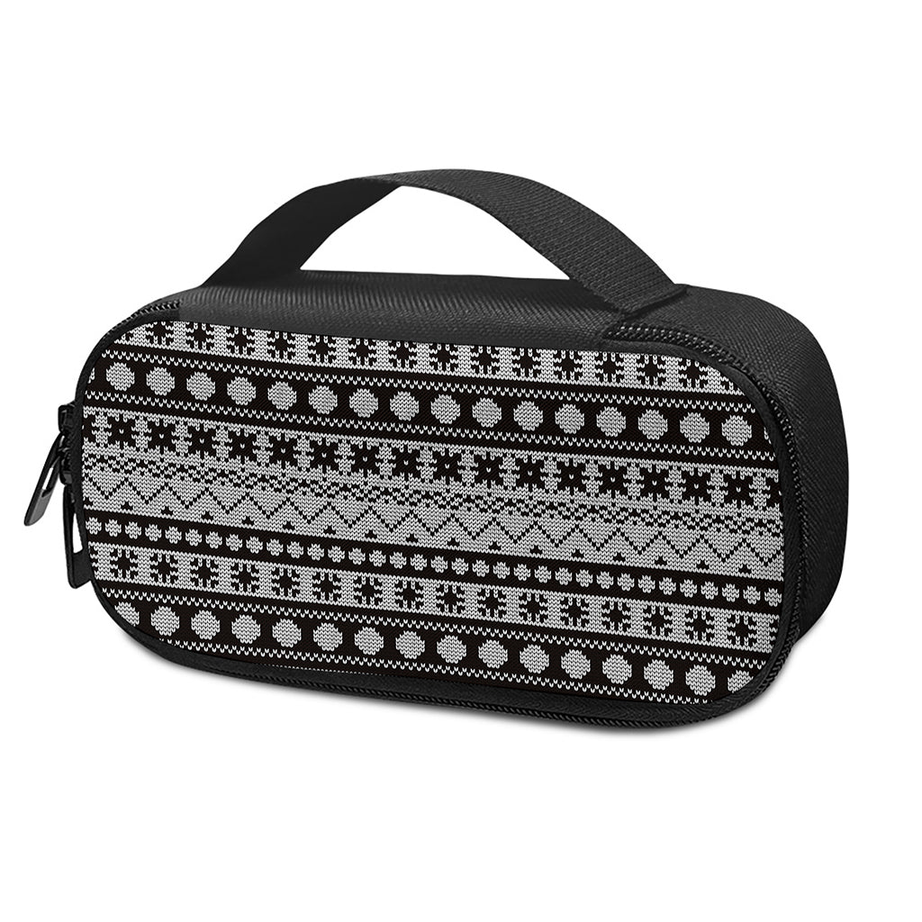 White And Black Knitted Pattern Print Insulin Cooler Travel Case