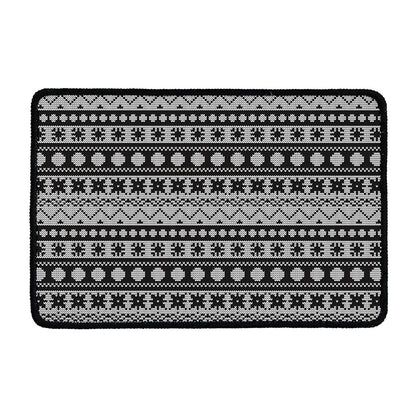 White And Black Knitted Pattern Print Kitchen Mat