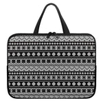 White And Black Knitted Pattern Print Laptop Sleeve With Handle