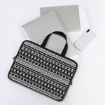White And Black Knitted Pattern Print Laptop Sleeve With Handle