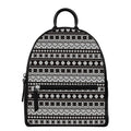 White And Black Knitted Pattern Print Leather Backpack