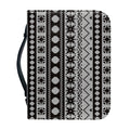 White And Black Knitted Pattern Print Leather Bible Cover
