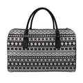 White And Black Knitted Pattern Print Leather Duffel Bag