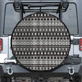 White And Black Knitted Pattern Print Leather Spare Tire Cover