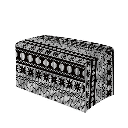 White And Black Knitted Pattern Print Leather Tissue Box Cover