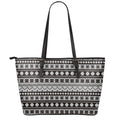 White And Black Knitted Pattern Print Leather Tote Bag With Zipper