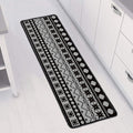 White And Black Knitted Pattern Print Long Kitchen Mat
