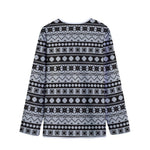 White And Black Knitted Pattern Print Long Sleeve Short Coat
