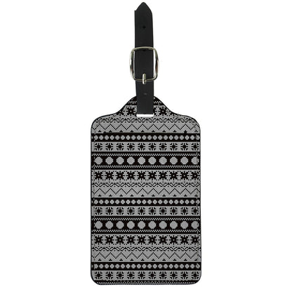 White And Black Knitted Pattern Print Luggage Tag
