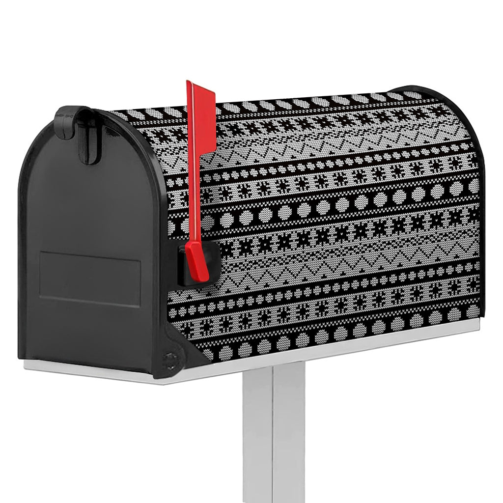 White And Black Knitted Pattern Print Mailbox Cover