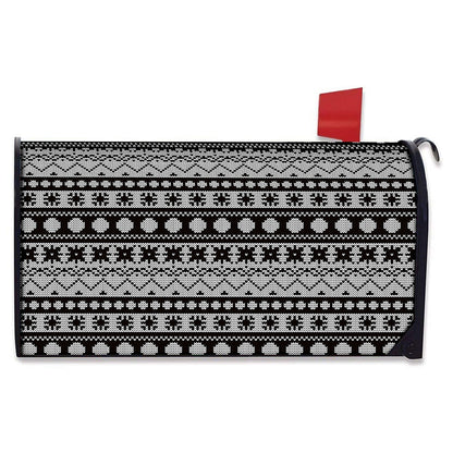 White And Black Knitted Pattern Print Mailbox Cover