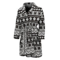 White And Black Knitted Pattern Print Men's Bathrobe