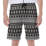 White And Black Knitted Pattern Print Men's Beach Shorts