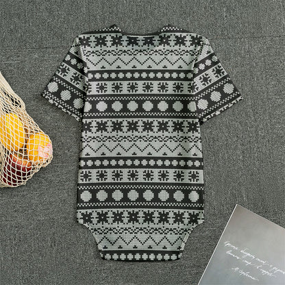 White And Black Knitted Pattern Print Men's Bodysuit