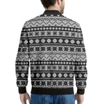 White And Black Knitted Pattern Print Men's Bomber Jacket