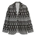 White And Black Knitted Pattern Print Men's Cotton Blazer