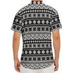 White And Black Knitted Pattern Print Men's Deep V-Neck Shirt