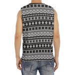 White And Black Knitted Pattern Print Men's Fitness Tank Top