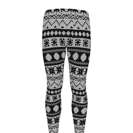White And Black Knitted Pattern Print Men's leggings
