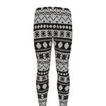 White And Black Knitted Pattern Print Men's leggings