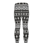 White And Black Knitted Pattern Print Men's leggings