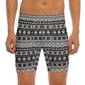 White And Black Knitted Pattern Print Men's Long Boxer Briefs