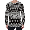 White And Black Knitted Pattern Print Men's Long Sleeve T-Shirt