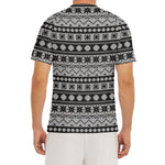 White And Black Knitted Pattern Print Men's Short Sleeve Rash Guard
