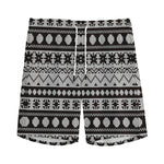 White And Black Knitted Pattern Print Men's Sports Shorts