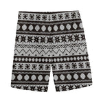 White And Black Knitted Pattern Print Men's Sports Shorts
