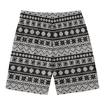 White And Black Knitted Pattern Print Men's Swim Trunks