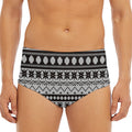 White And Black Knitted Pattern Print Men's Triangle Swim Briefs