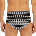 White And Black Knitted Pattern Print Men's Triangle Swim Briefs