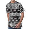 White And Black Knitted Pattern Print Men's Velvet T-Shirt