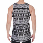 White And Black Knitted Pattern Print Men's Velvet Tank Top